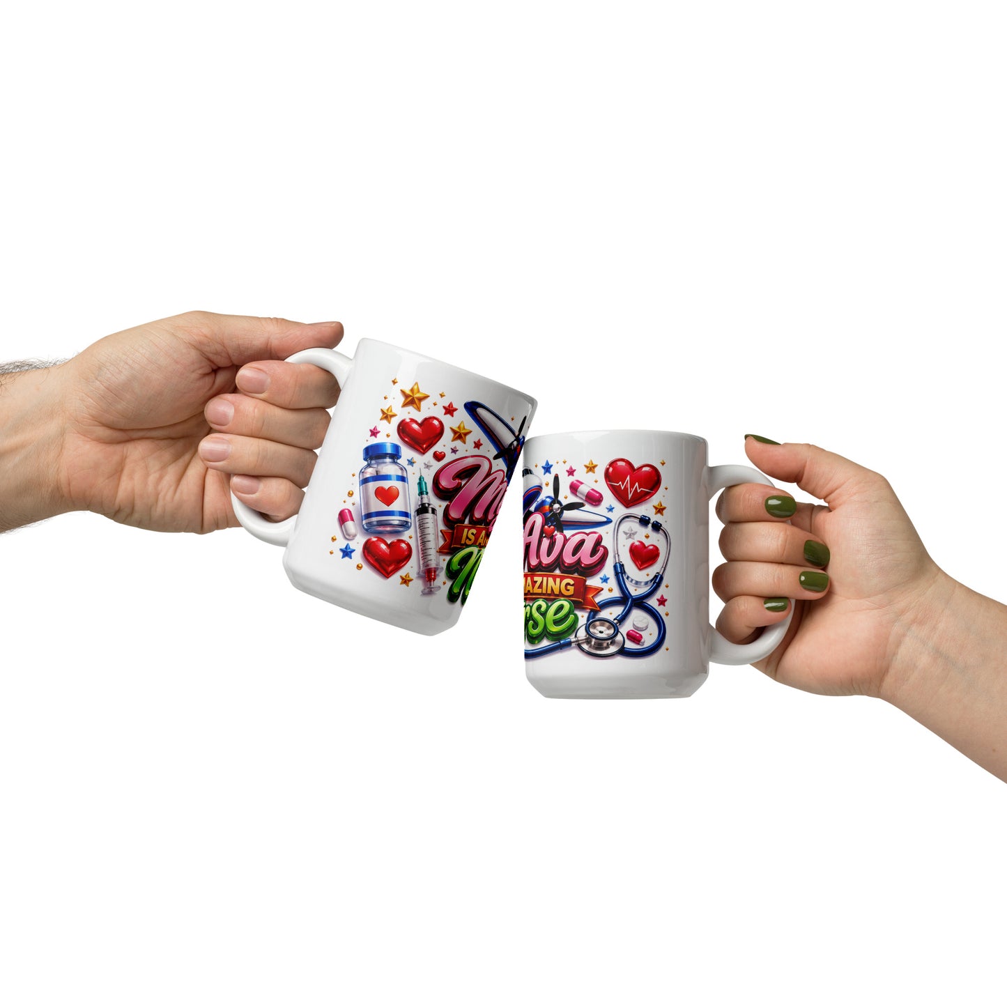 Personalized vibrant medical artwork coffee cup gift for RNs
