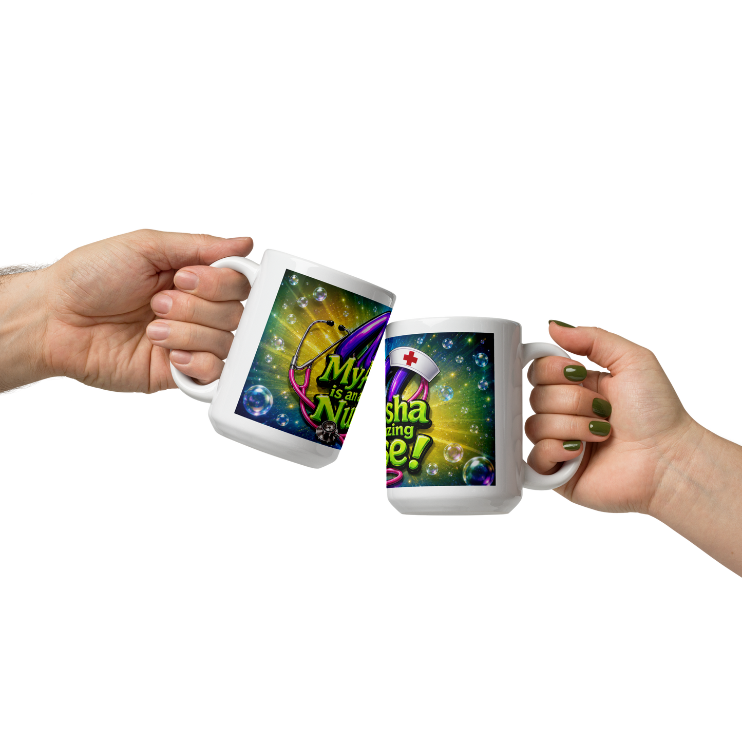 Personalized neon style coffee cup gift for RNs and CNAs