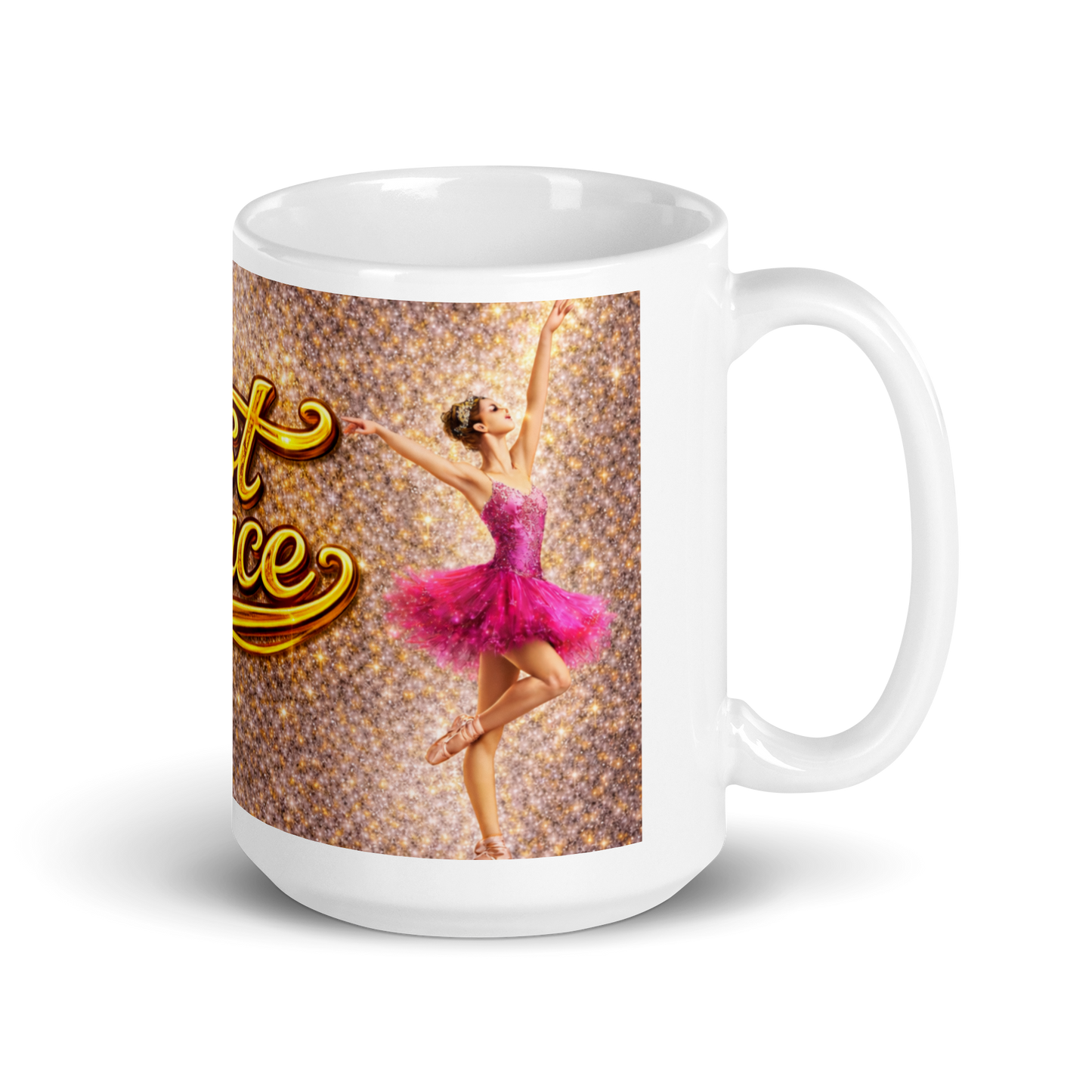 Luxury gold motivational ceramic mug on a stylish desk