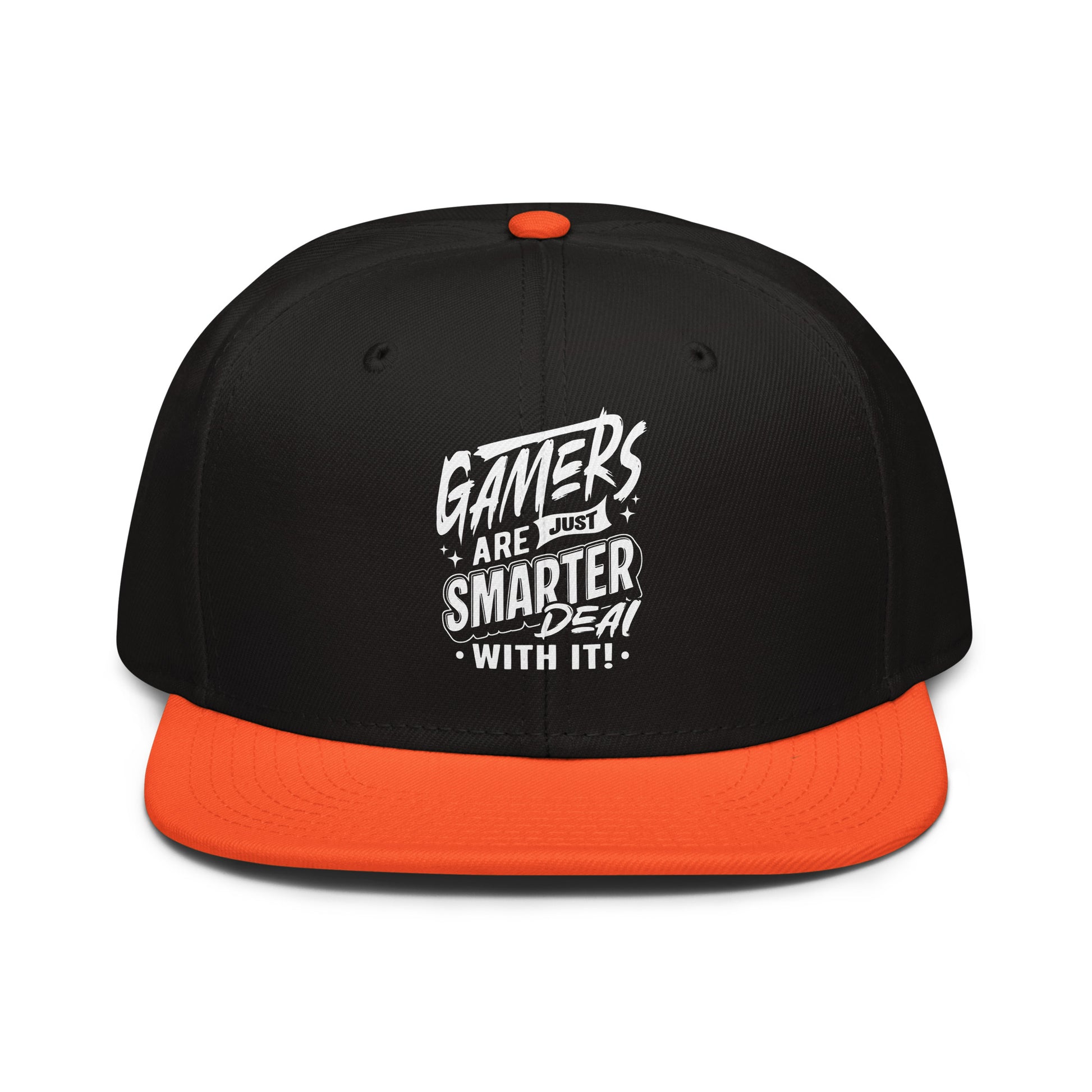 Close up of adjustable snap closure on funny gaming cap