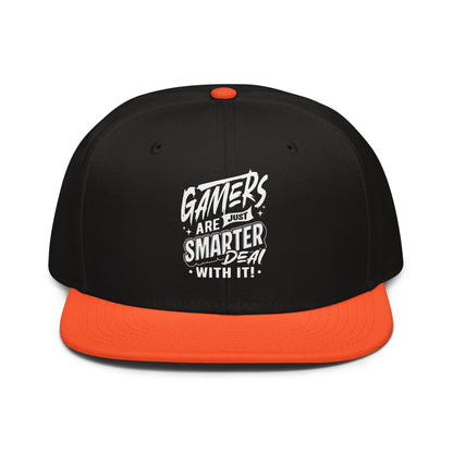 Close up of adjustable snap closure on funny gaming cap