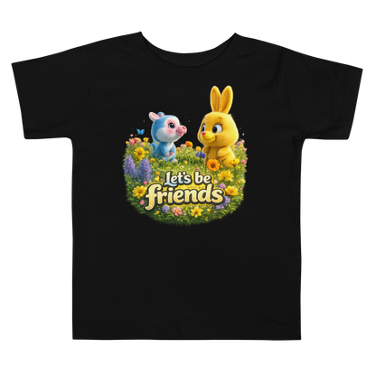 Front view of Let's Be Friends toddler t-shirt