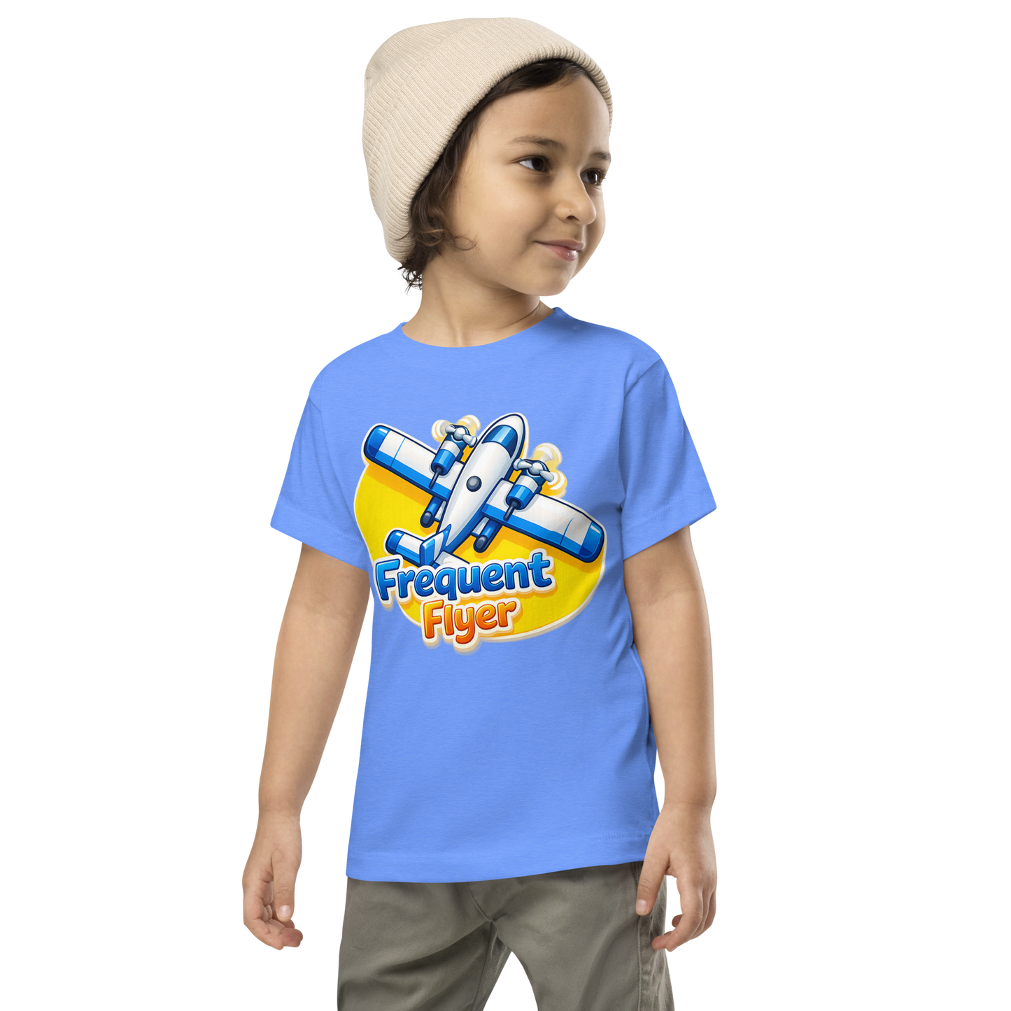 Close up of adorable aviation design on toddler tee