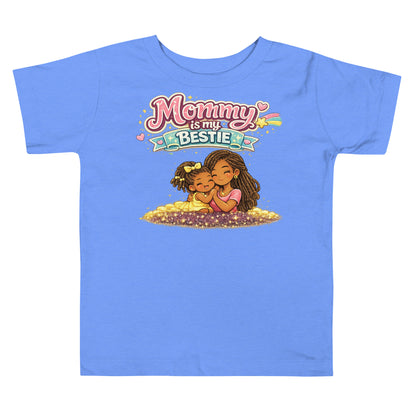 Cute Mommy Is My Bestie graphic on girls cotton tee