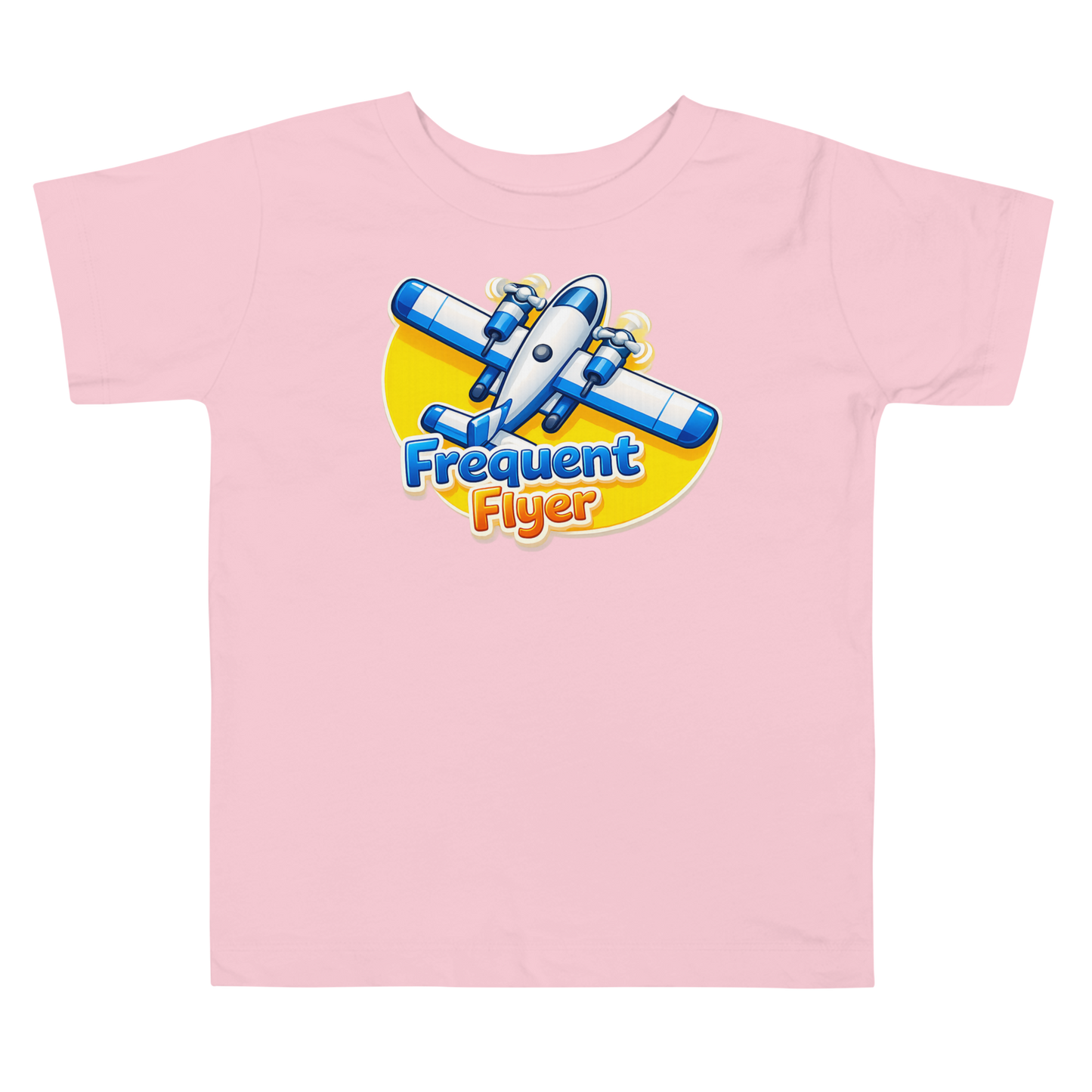 Happy toddler wearing Frequent Flyer vacation shirt