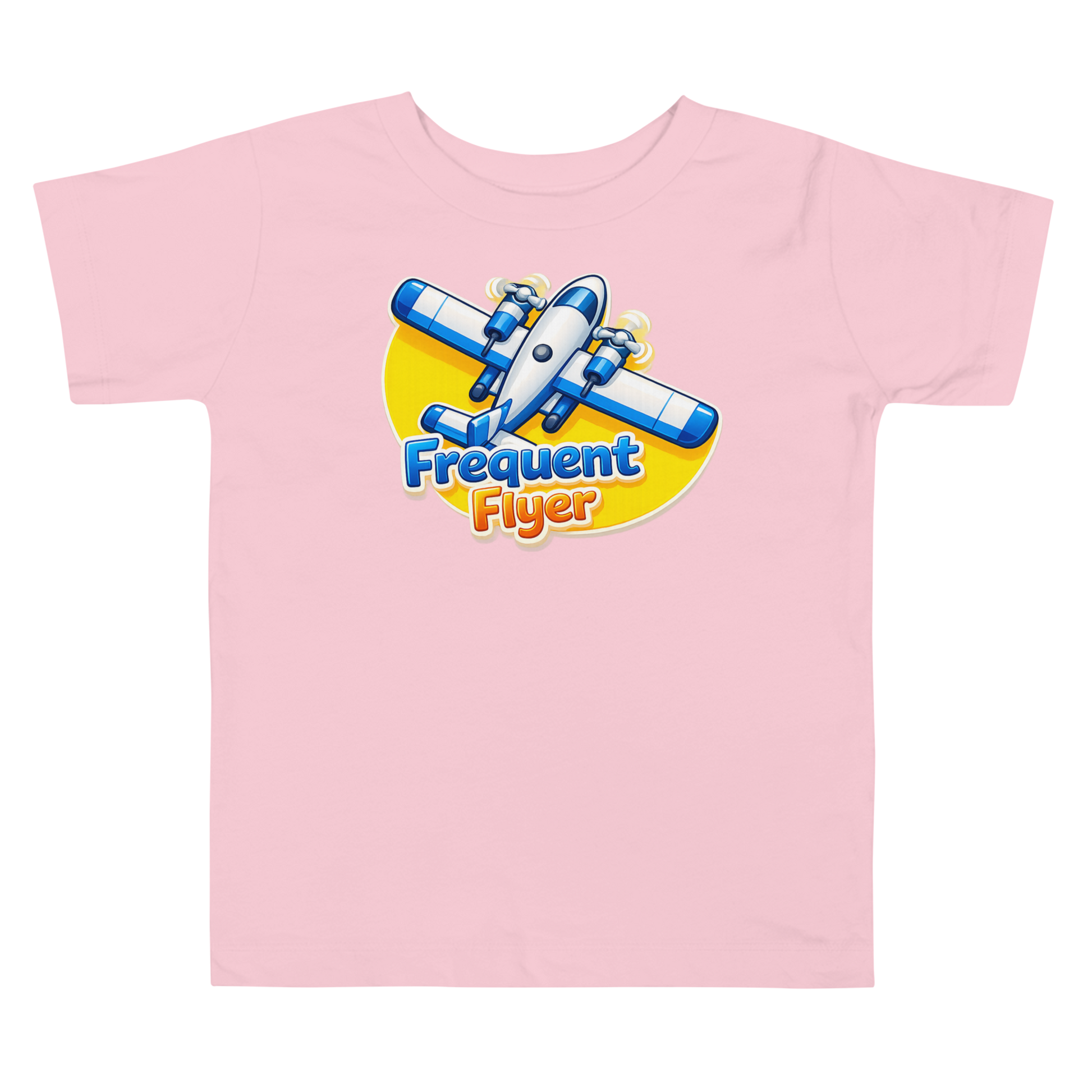 Happy toddler wearing Frequent Flyer vacation shirt