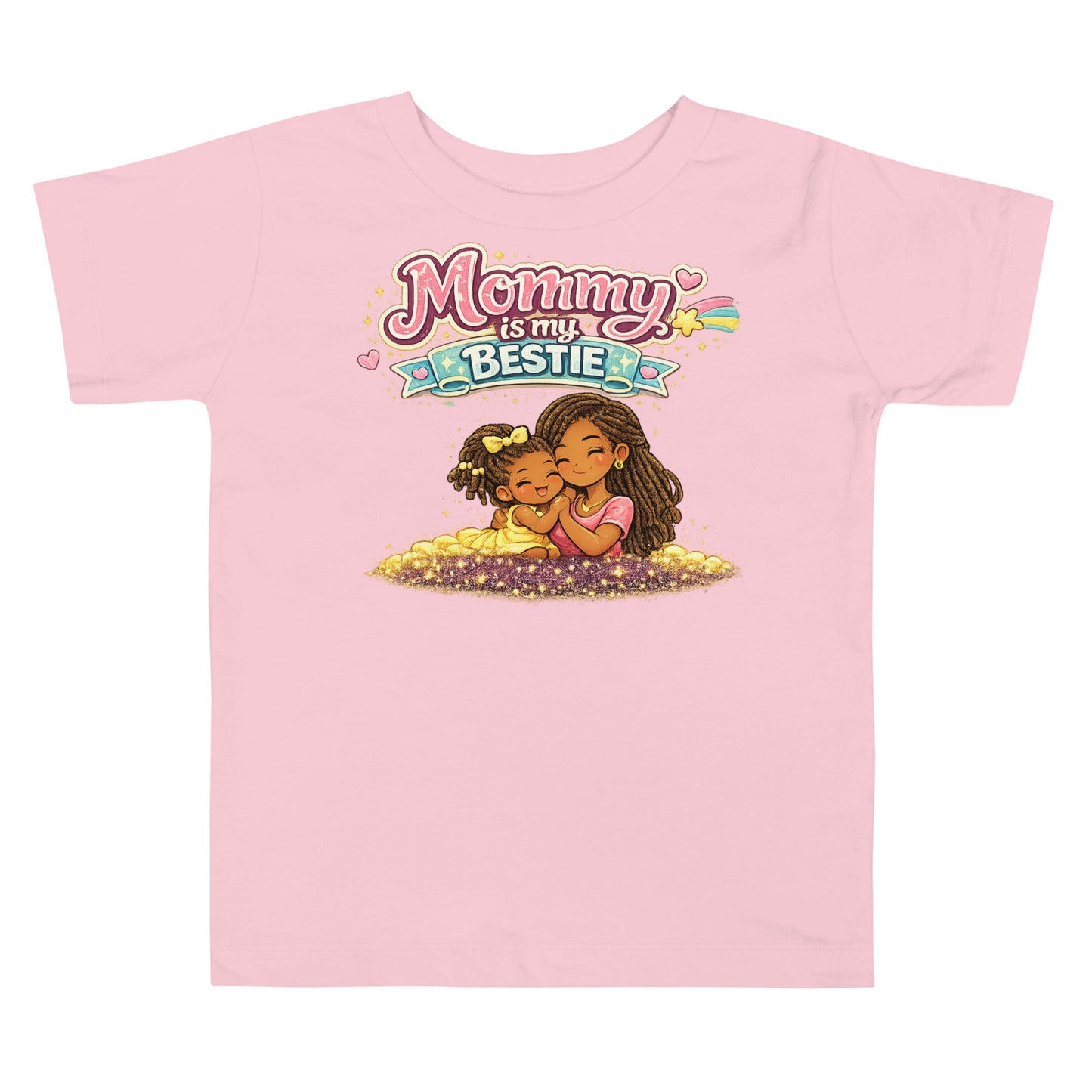 Close up of adorable text design on toddler girl tee