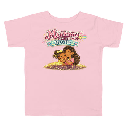 Close up of adorable text design on toddler girl tee
