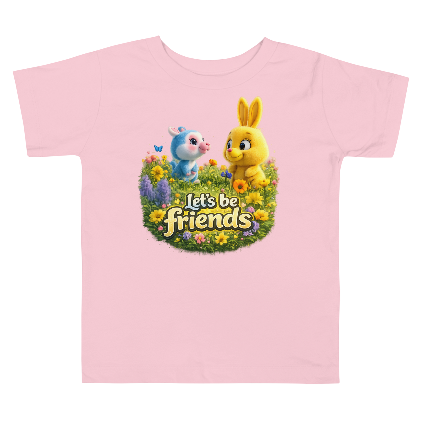 Happy toddler wearing Let's Be Friends friendship shirt