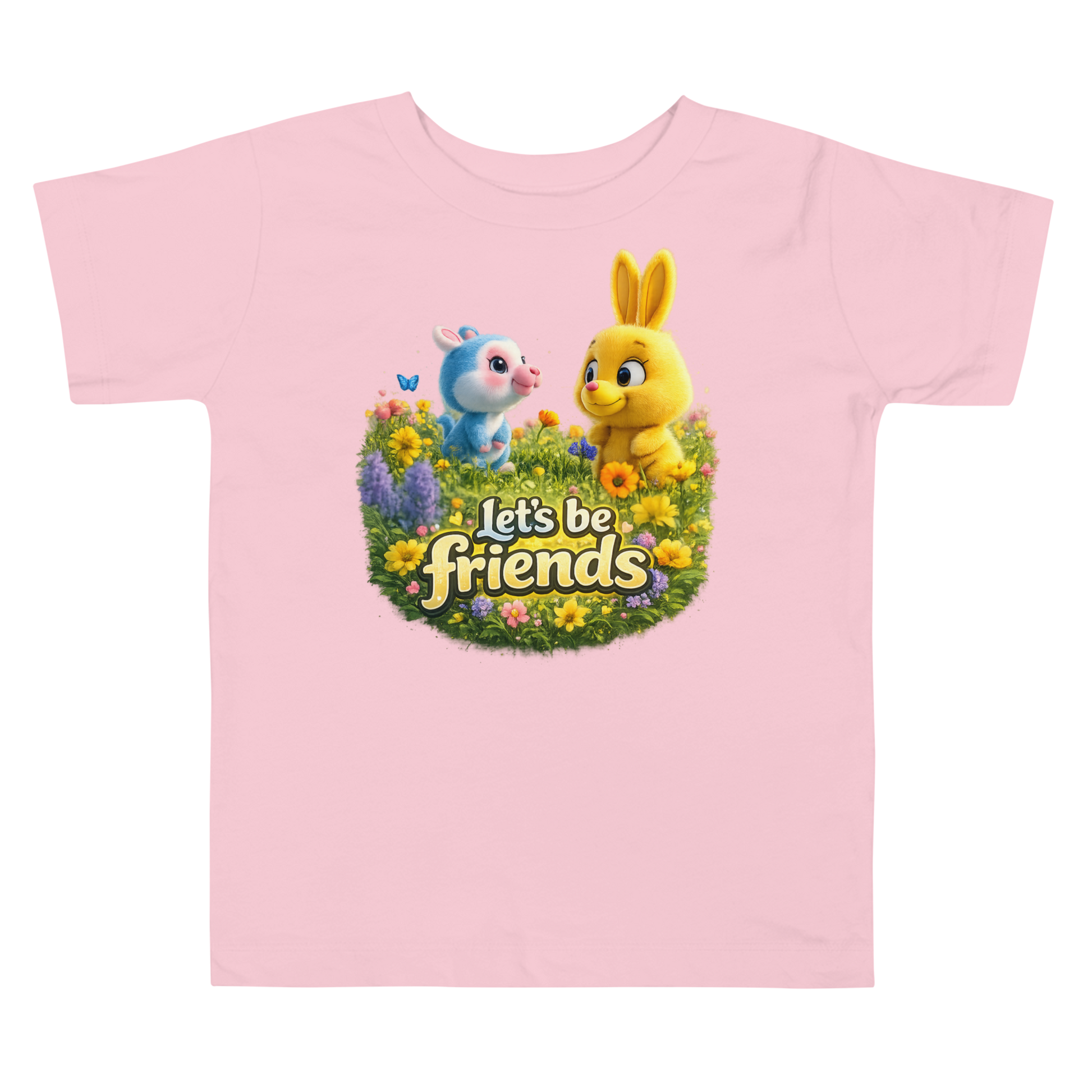 Happy toddler wearing Let's Be Friends friendship shirt