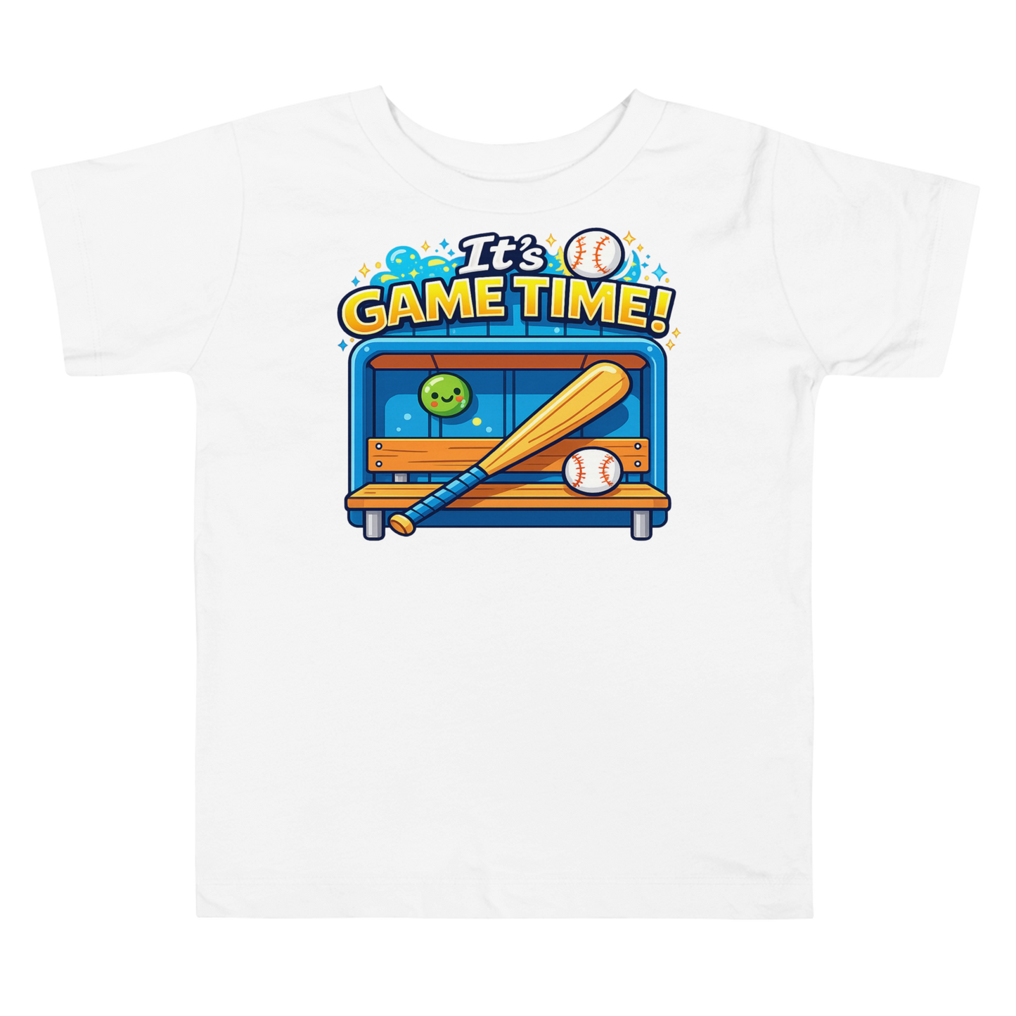 Close up of bold sports graphic on toddler tee