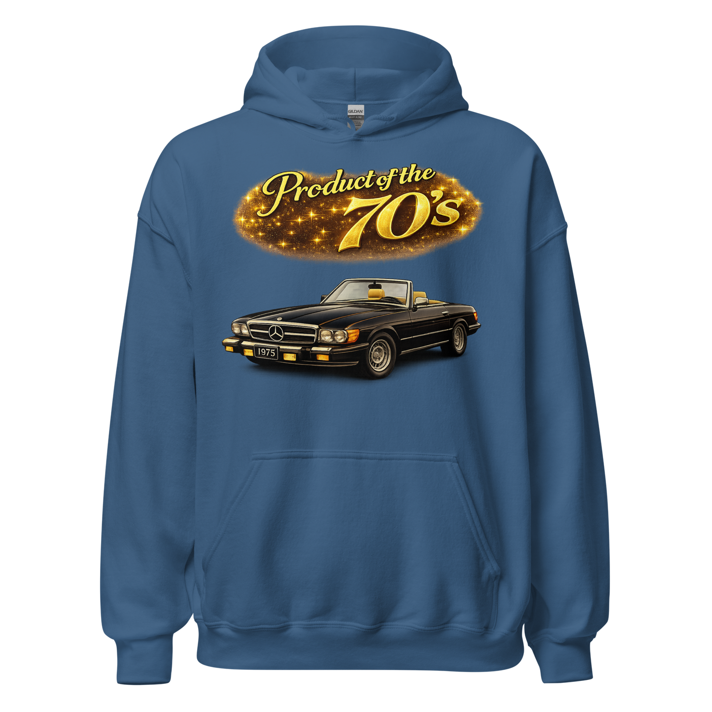 Front view of Product of the 70's retro classic car hoodie