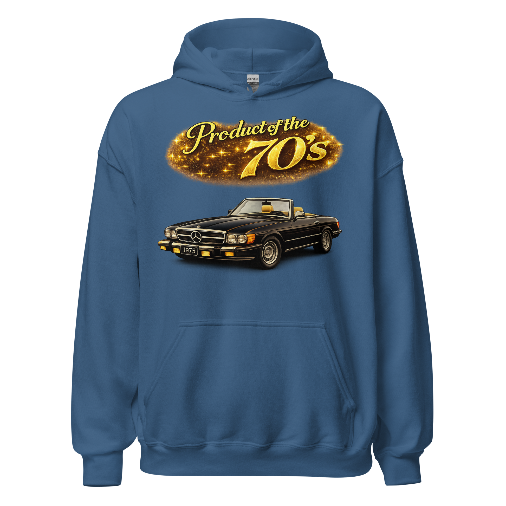 Front view of Product of the 70's retro classic car hoodie