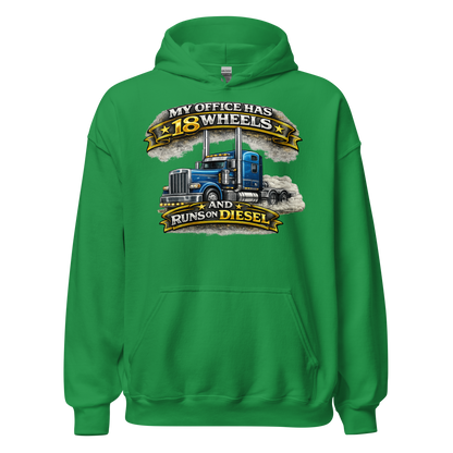 CDL driver wearing 18 wheels diesel graphic hoodie