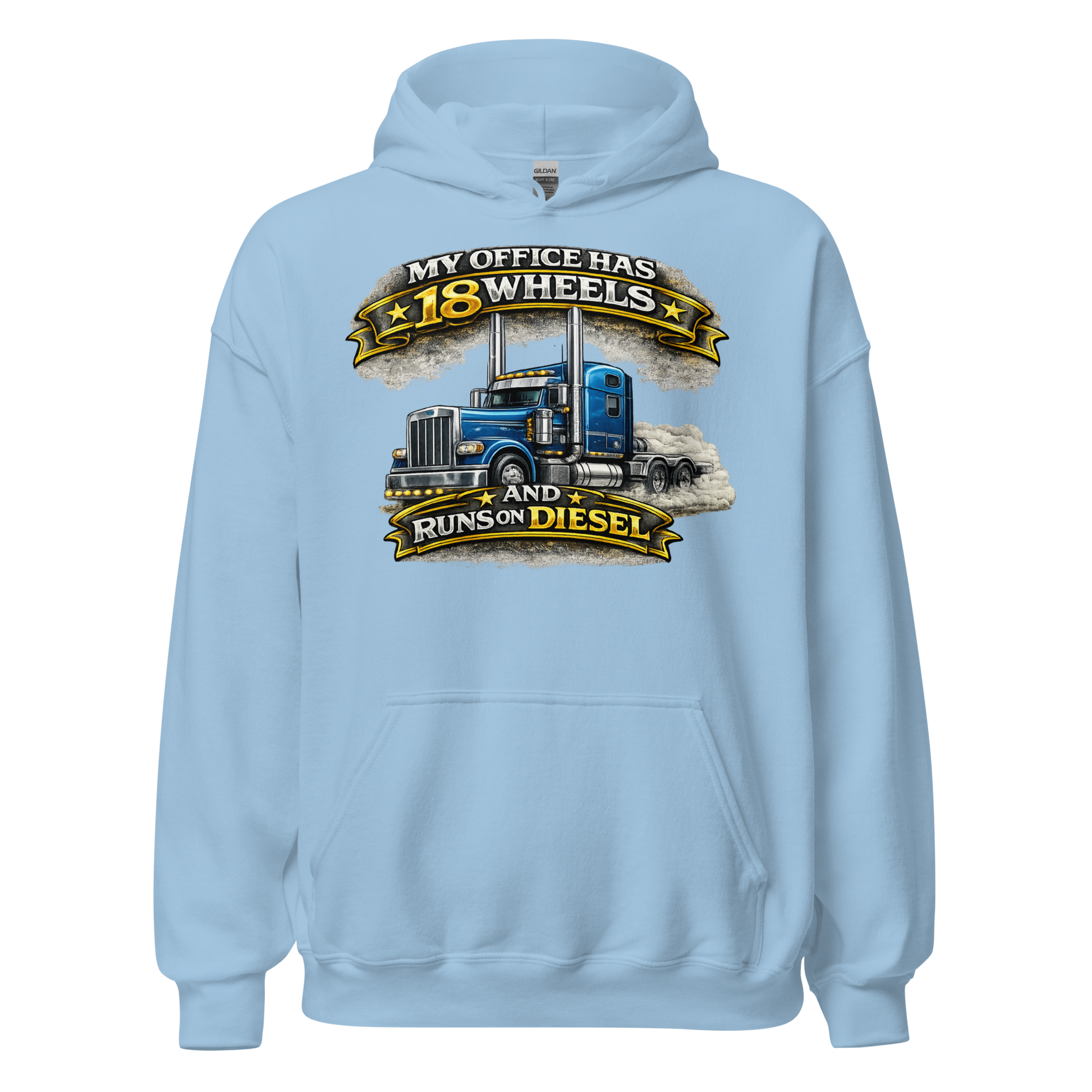 CDL driver wearing 18 wheels diesel graphic hoodie