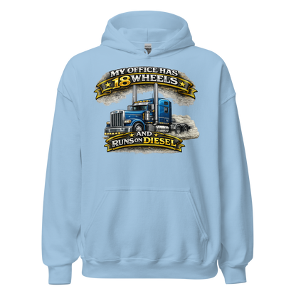 CDL driver wearing 18 wheels diesel graphic hoodie