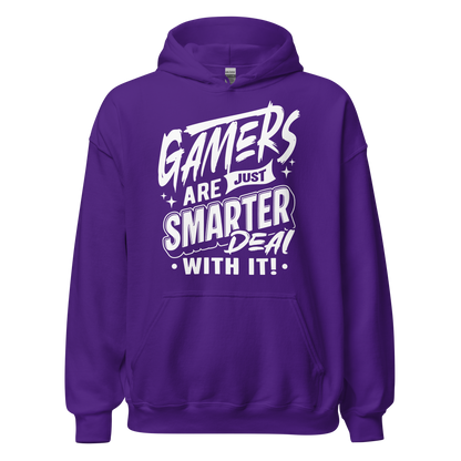 Folded view of soft fleece Gamers Are Just Smarter hoodie