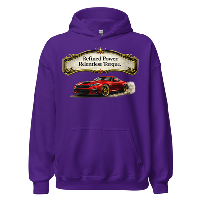 Close up of classic muscle car graphic on unisex pullover