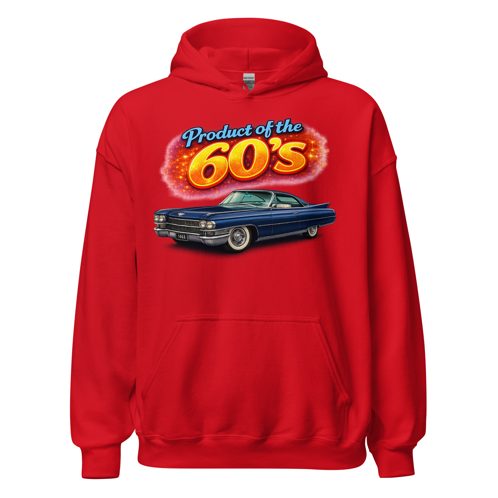 Close up of bold retro graphic on old-school streetwear hoodie