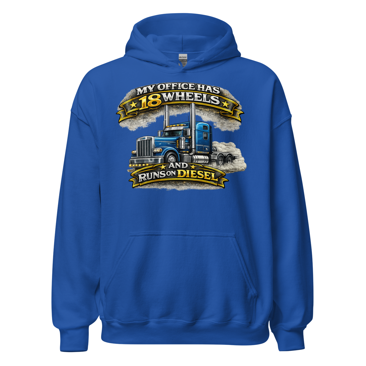 CDL driver wearing 18 wheels diesel graphic hoodie