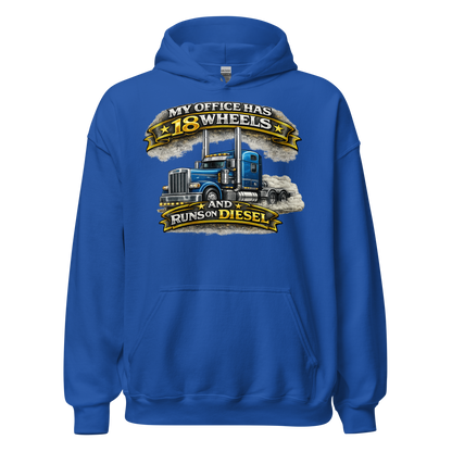 CDL driver wearing 18 wheels diesel graphic hoodie