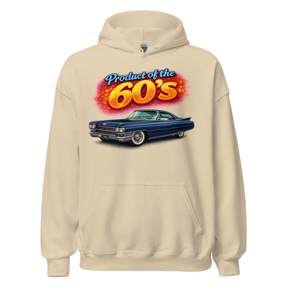 Front view of Product of the 60's retro classic car hoodie
