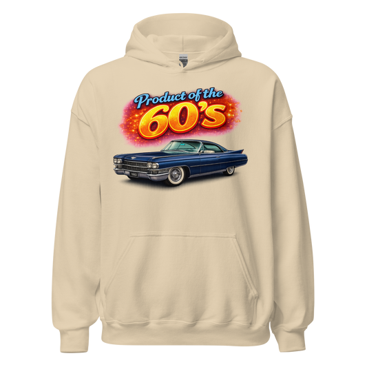 Front view of Product of the 60's retro classic car hoodie