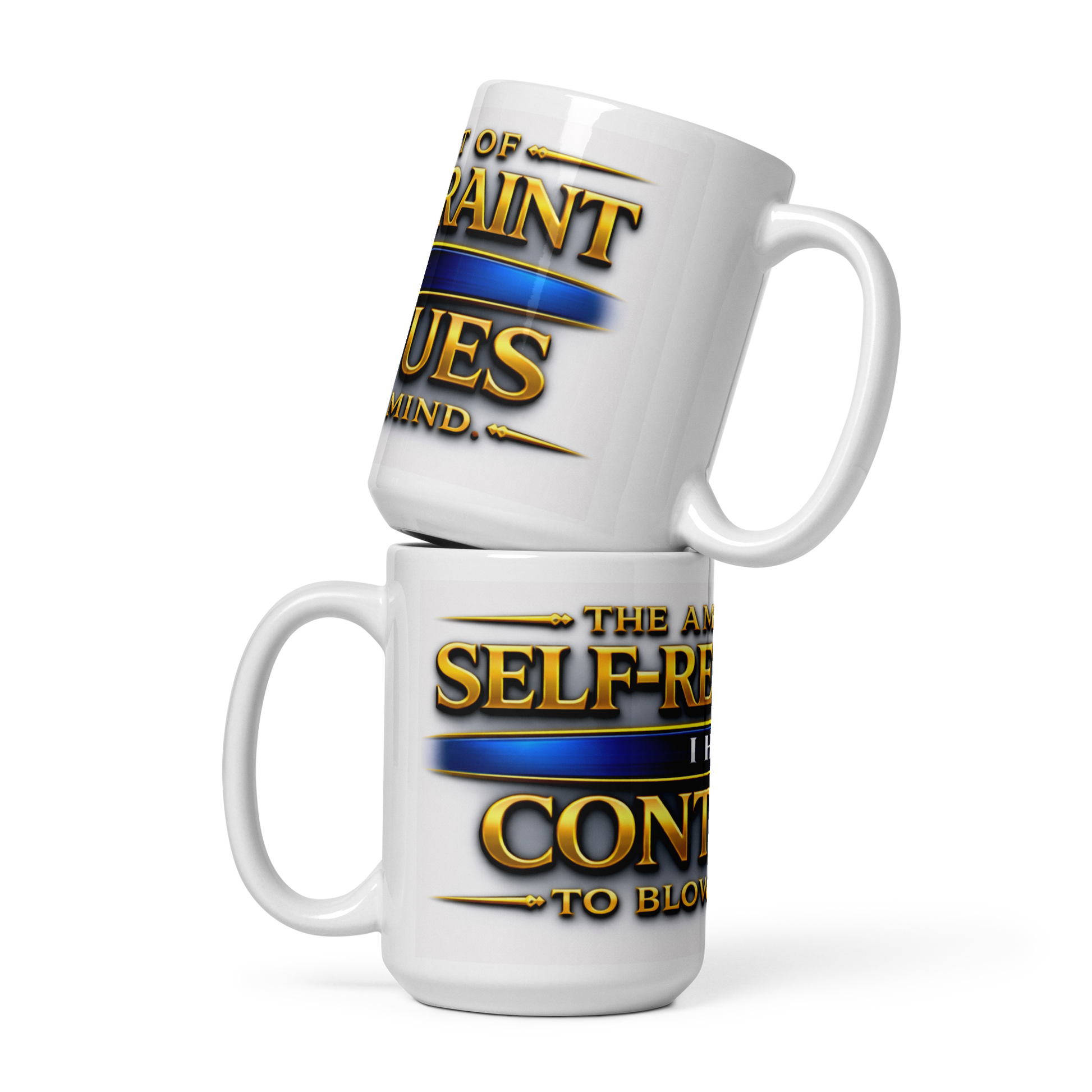 Sarcastic office coffee cup gift with bold gold text