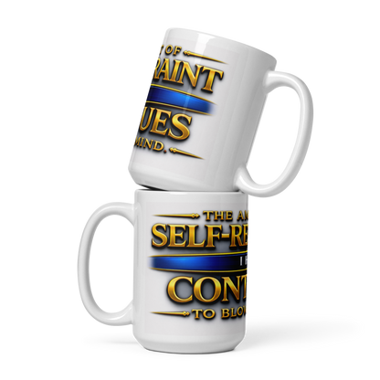 Sarcastic office coffee cup gift with bold gold text