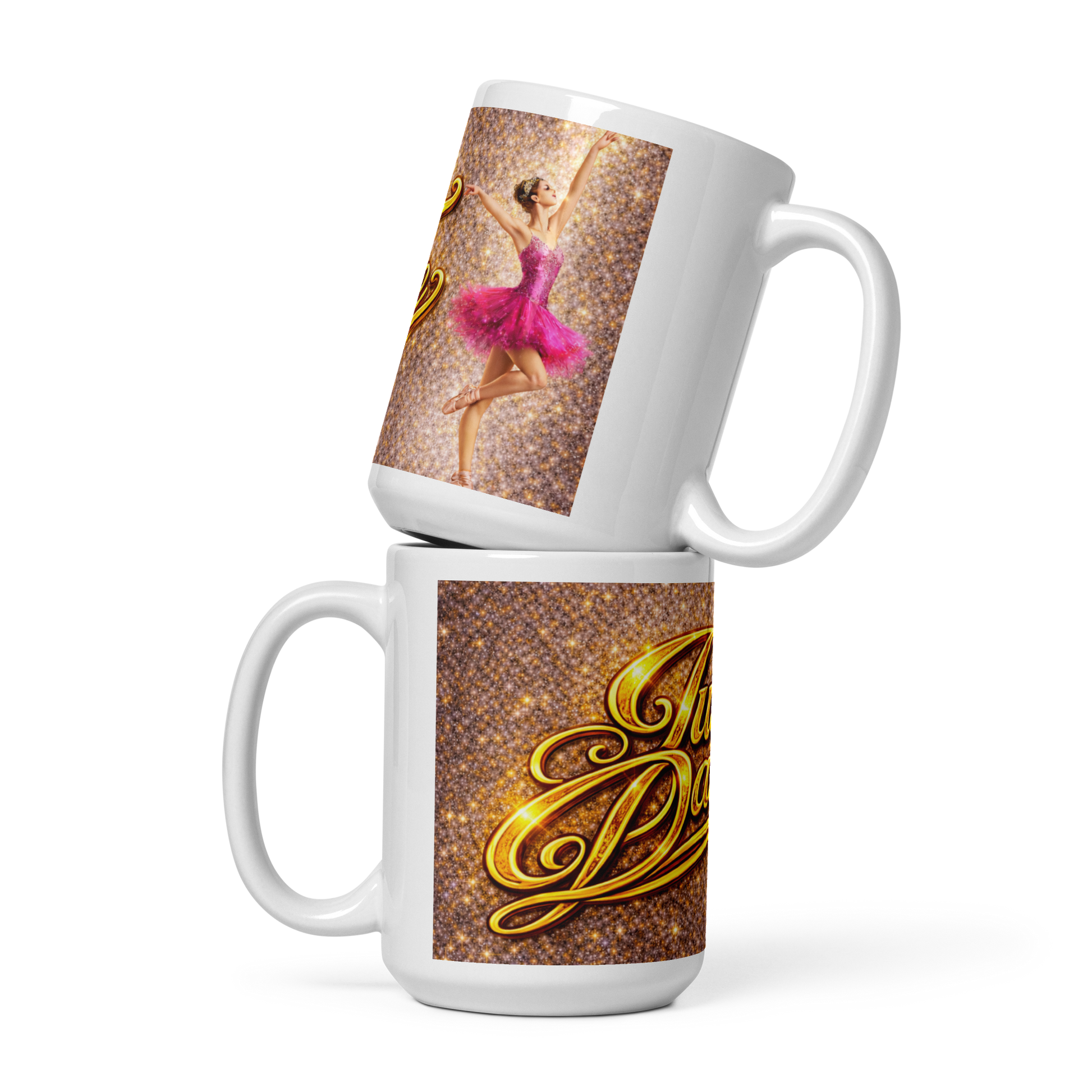 Close up of bold inspirational quote on Just Dance mug