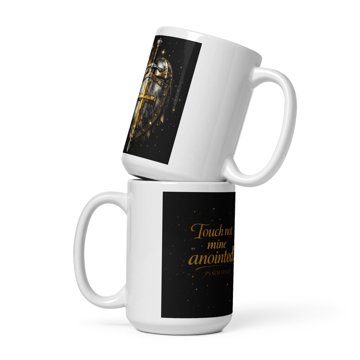 Bold black and gold Bible verse coffee cup gift
