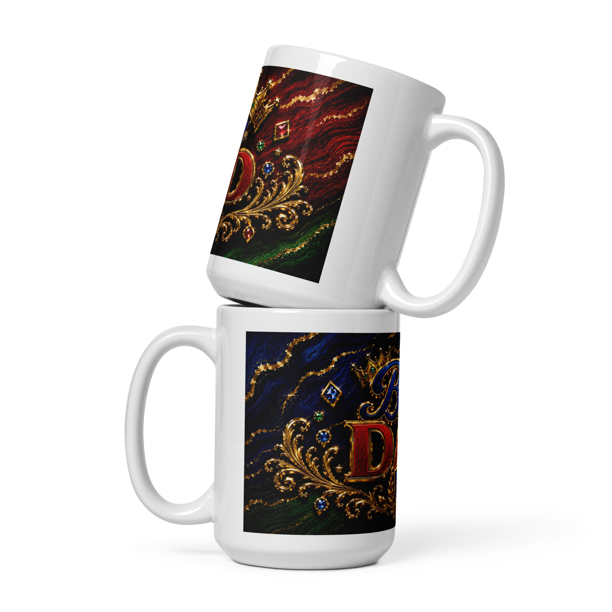 Luxury crown and shield coffee cup gift for proud fathers