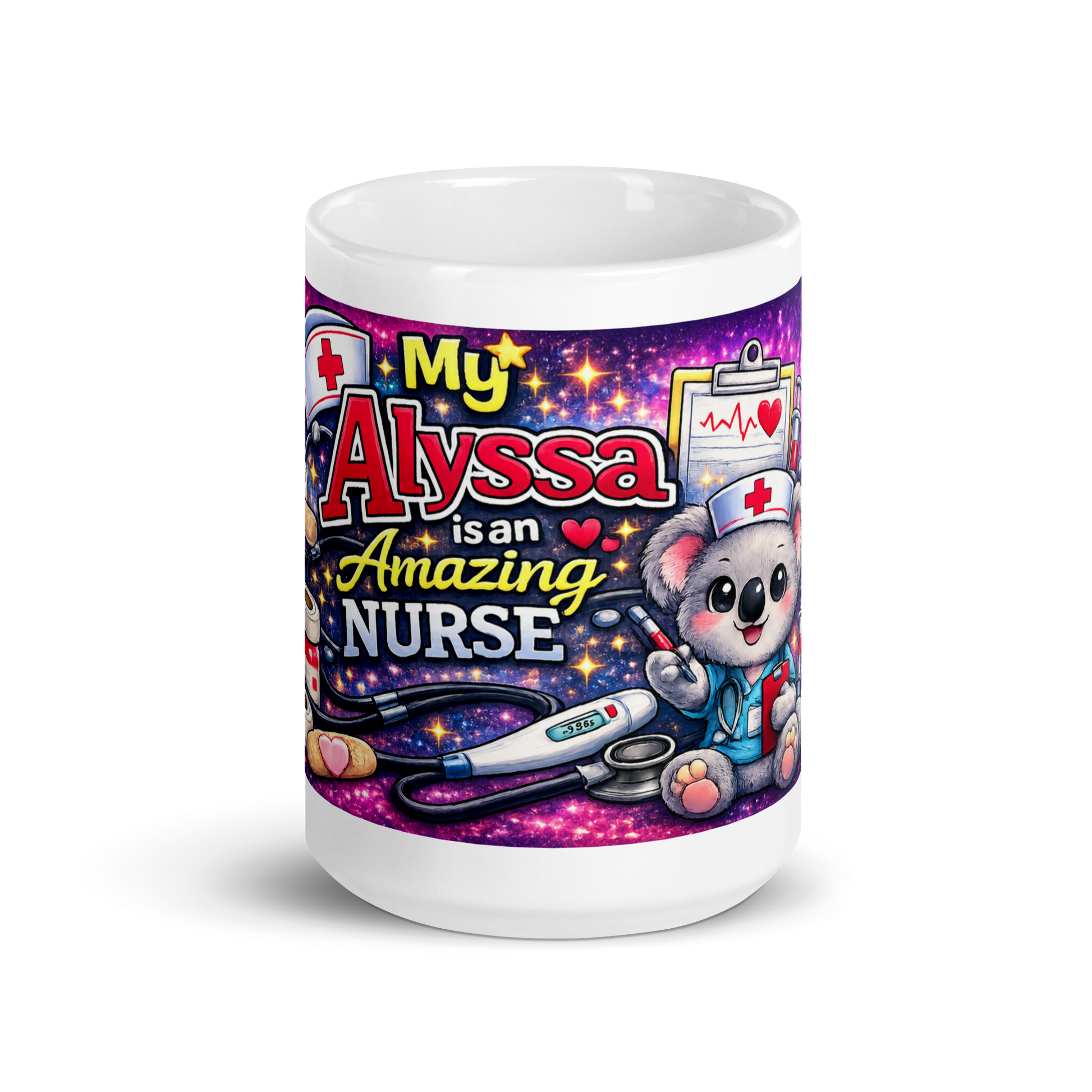 Front view of My Alyssa Is an Amazing Nurse ceramic mug