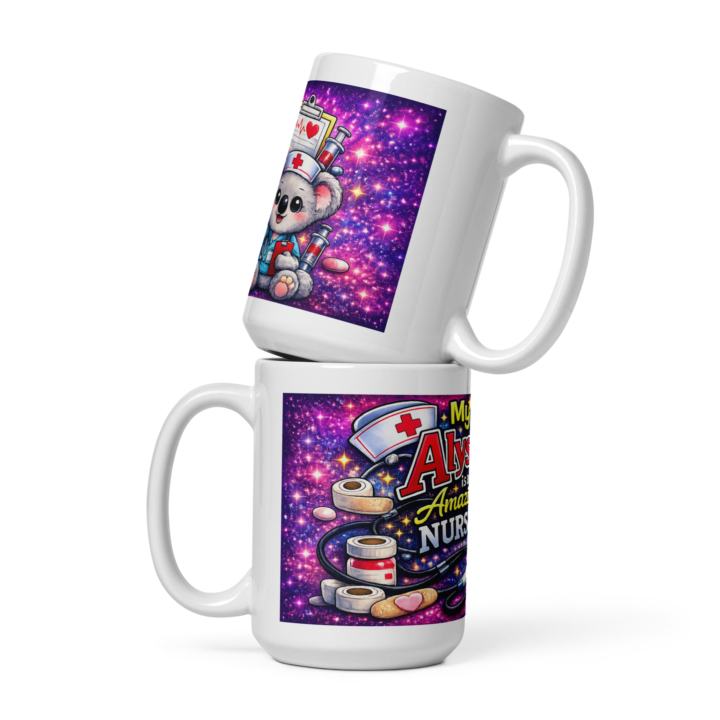 Personalized glitter style coffee cup gift for RNs and CNAs