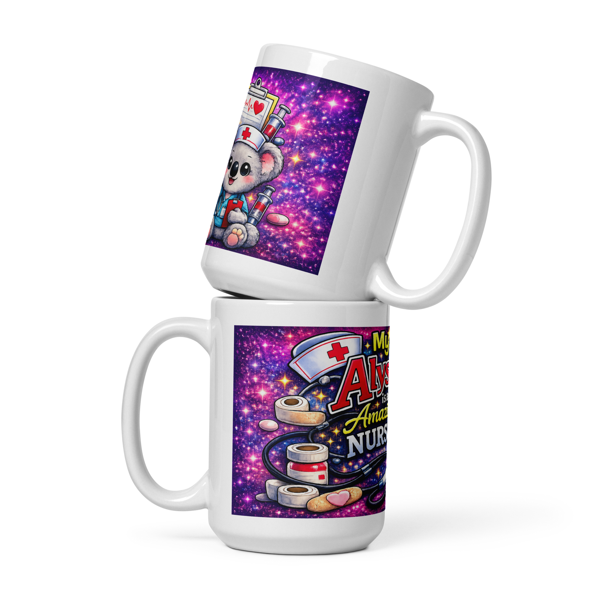 Personalized glitter style coffee cup gift for RNs and CNAs