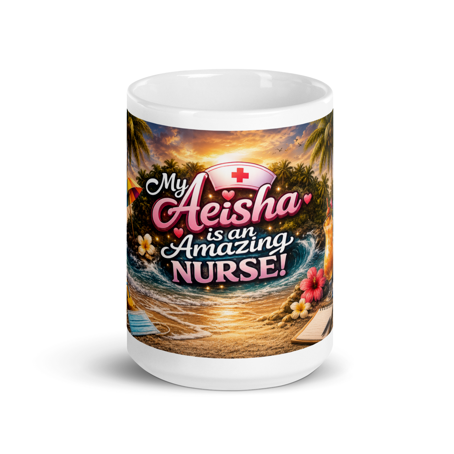 Front view of My Aeisha Is an Amazing Nurse ceramic mug