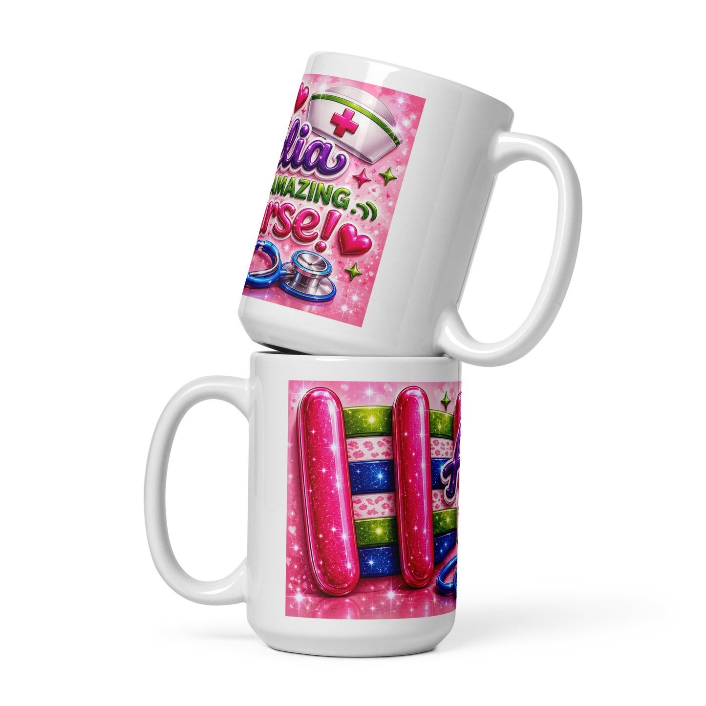 Personalized pink aesthetic coffee cup gift for RNs and CNAs