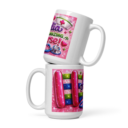 Personalized pink aesthetic coffee cup gift for RNs and CNAs