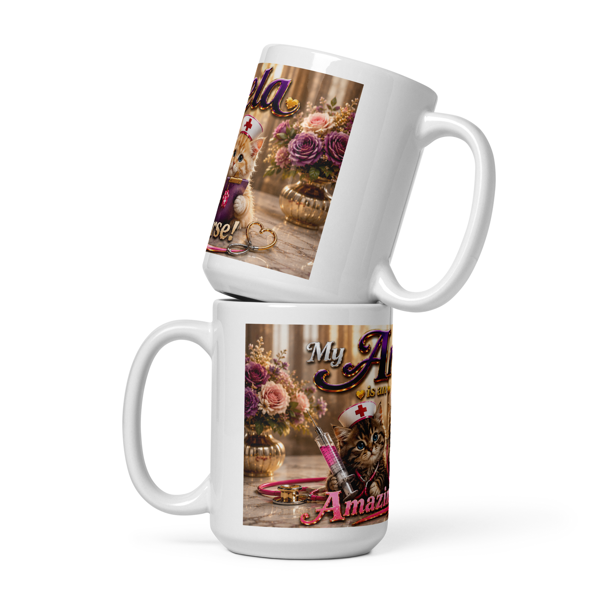 Personalized cat nurse coffee cup gift for RNs and CNAs