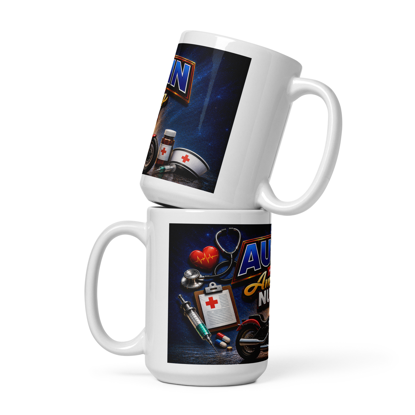 Personalized biker nurse coffee cup gift for RNs and CNAs