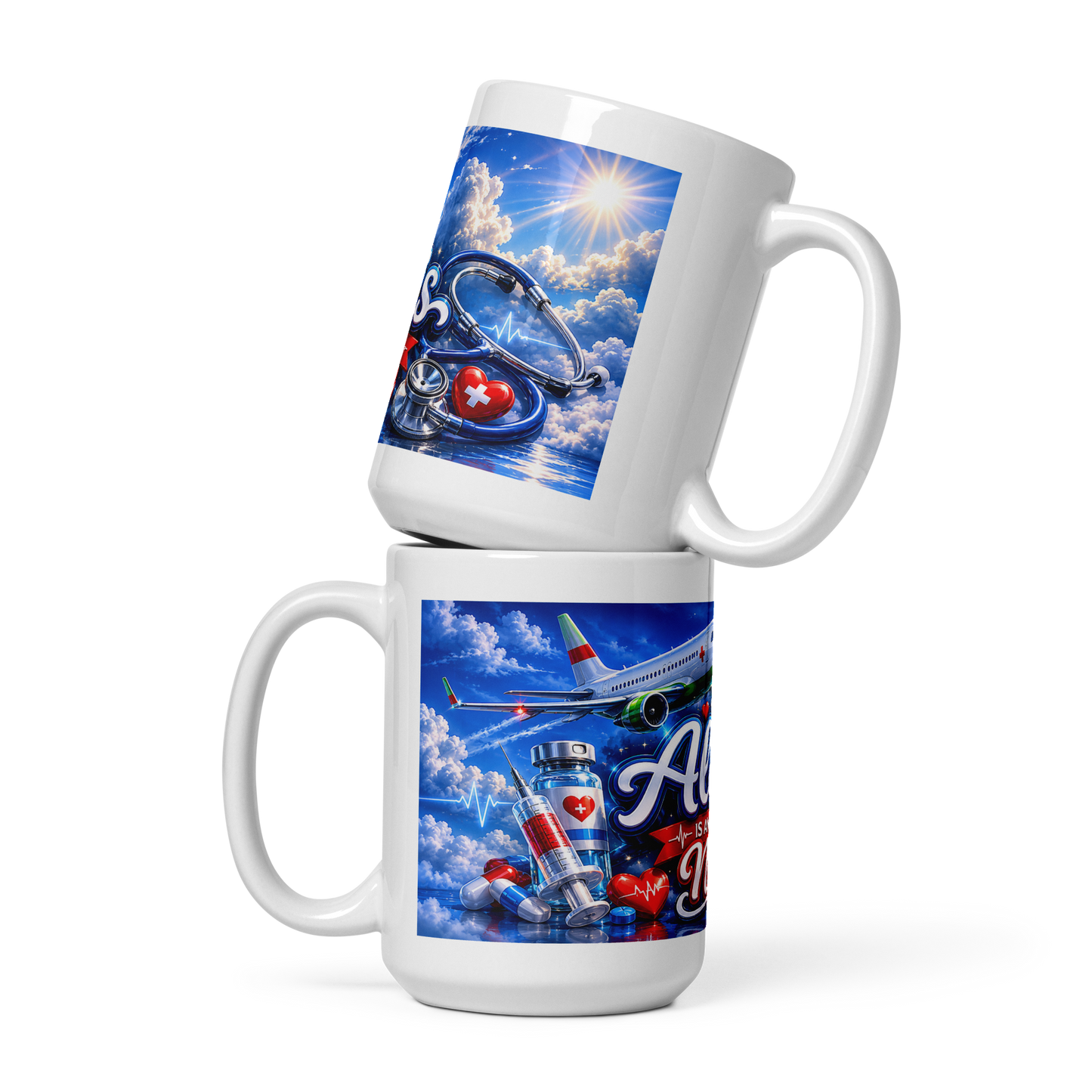 Personalized aviation nurse coffee cup for RNs and CNAs