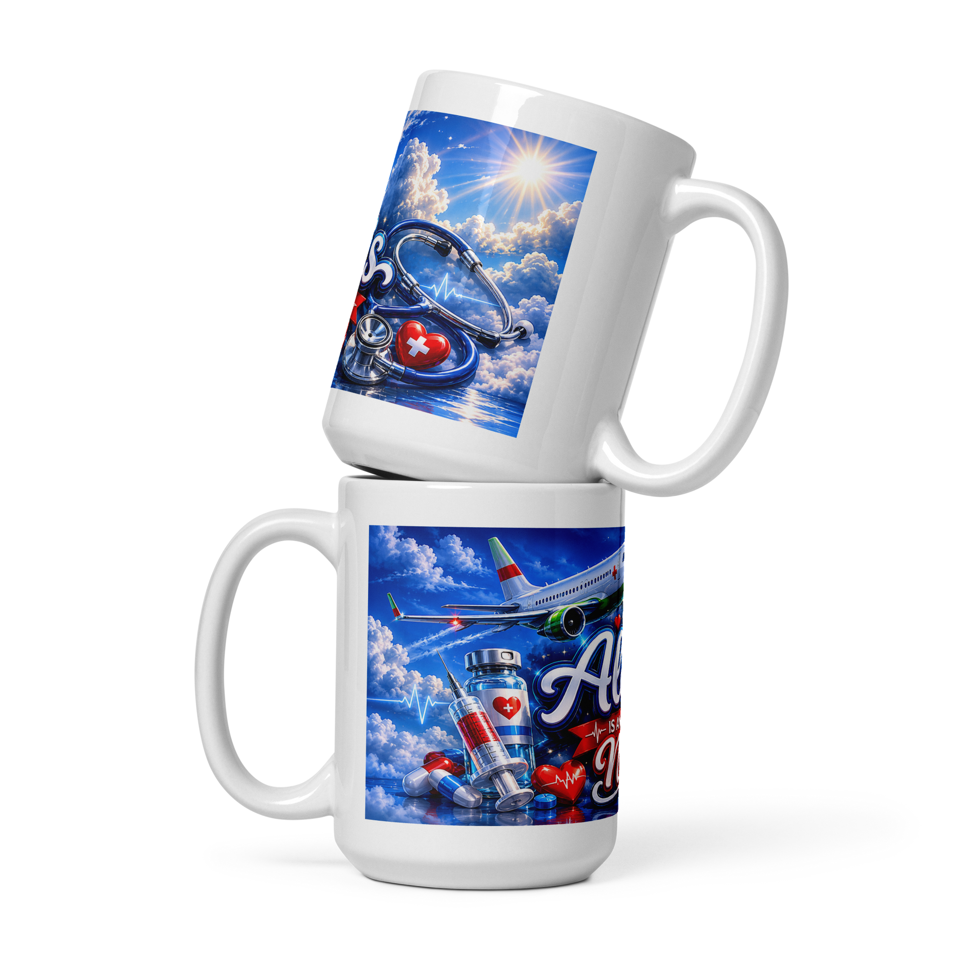 Personalized aviation nurse coffee cup for RNs and CNAs