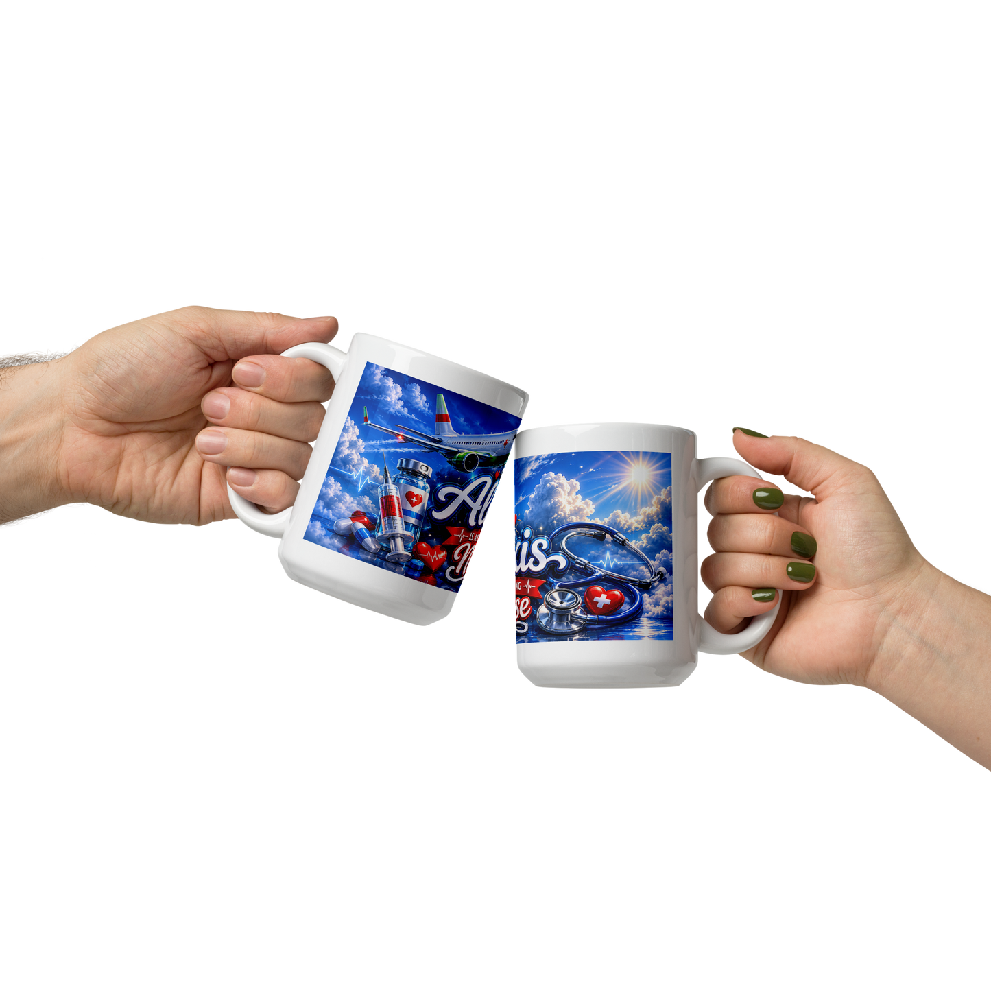 Personalized aviation nurse coffee cup for RNs and CNAs