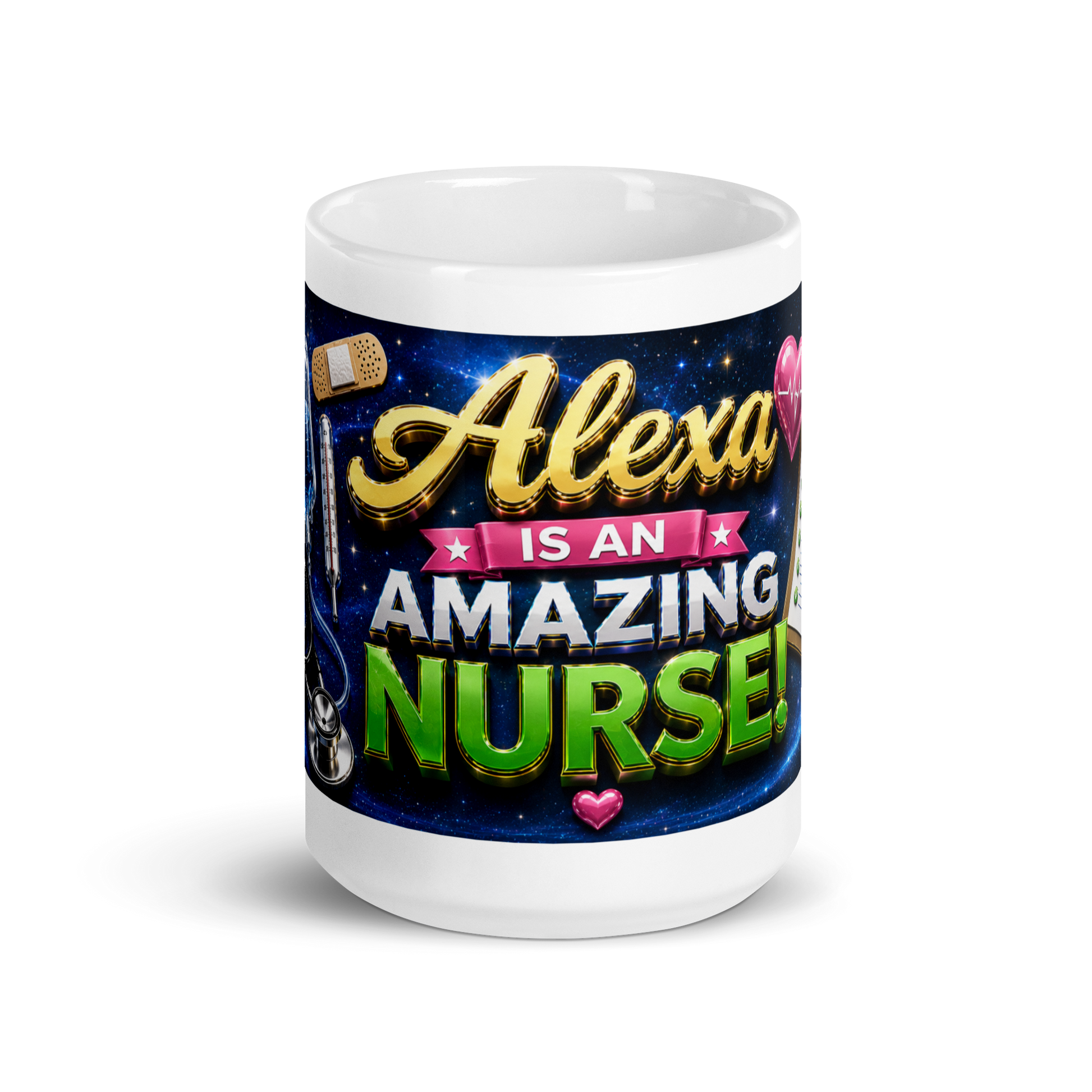 Front view of My Alexa Is an Amazing Nurse 15oz ceramic mug