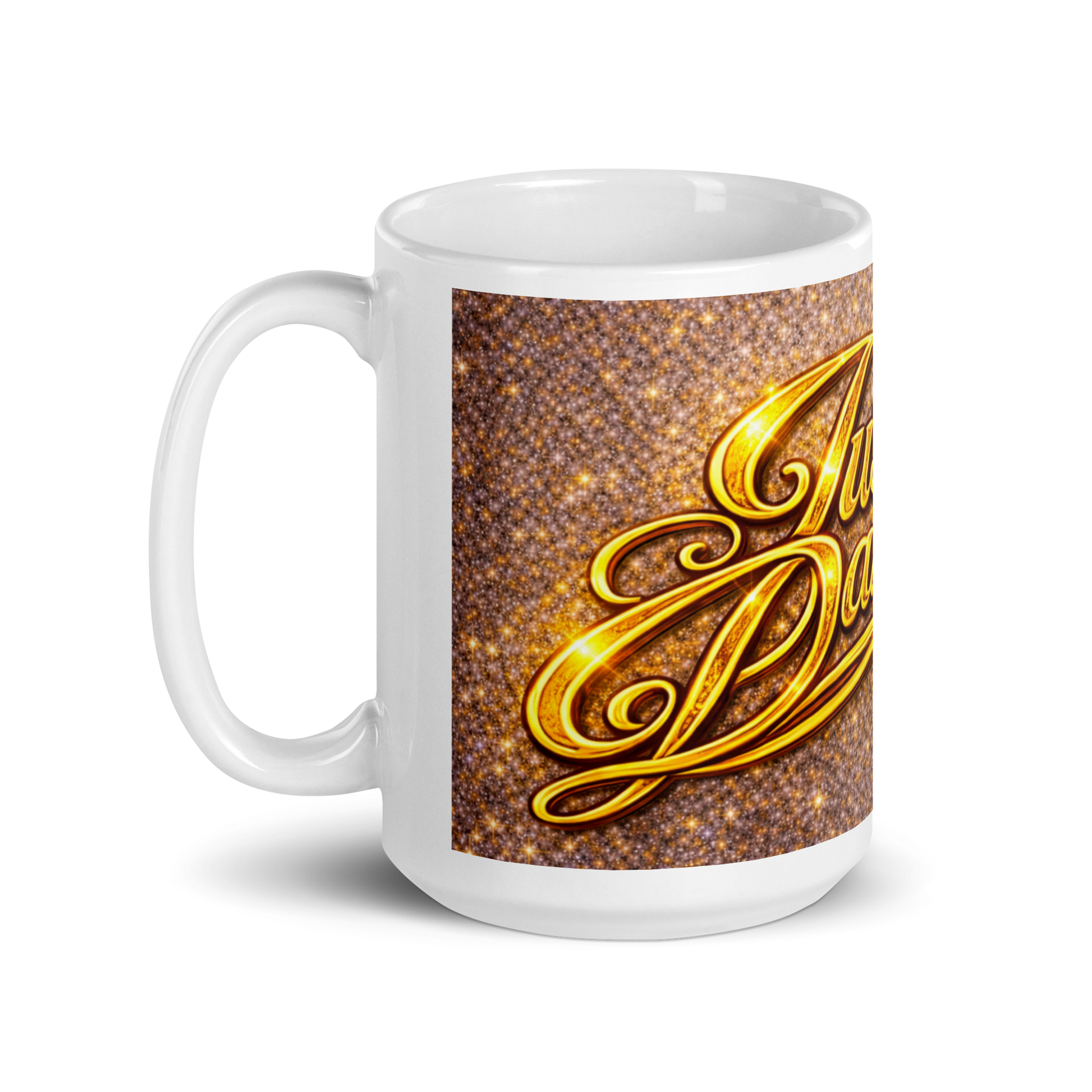 Dancer holding premium 15oz Just Dance coffee cup