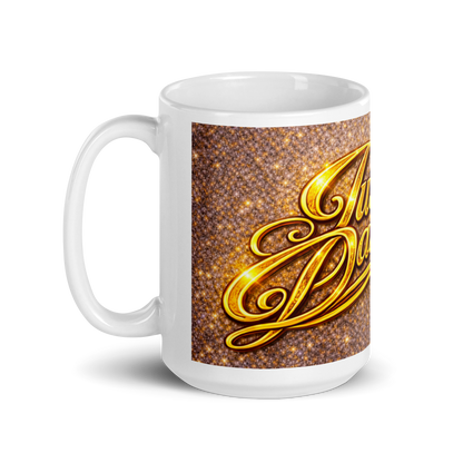 Dancer holding premium 15oz Just Dance coffee cup