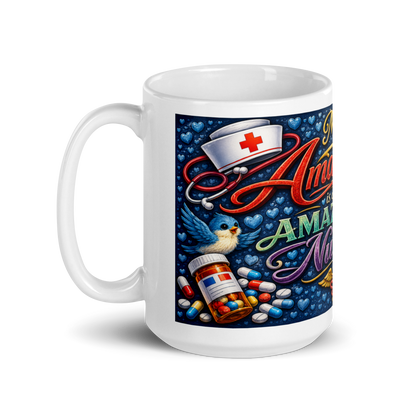 Healthcare worker holding personalized 15oz ceramic cup