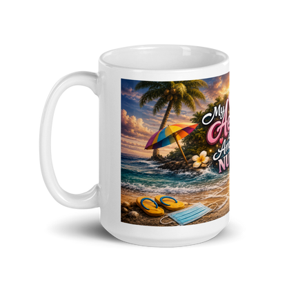 Close up of glowing sunset artwork on amazing nurse mug