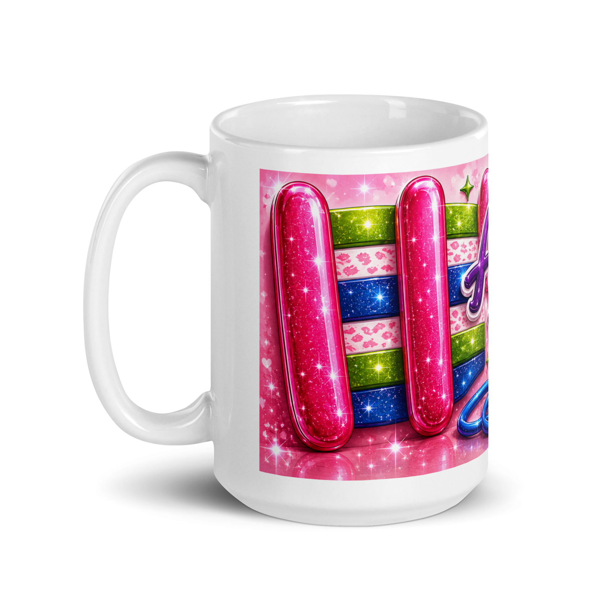 Close up of vibrant colorful lettering on amazing nurse mug