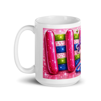 Close up of vibrant colorful lettering on amazing nurse mug